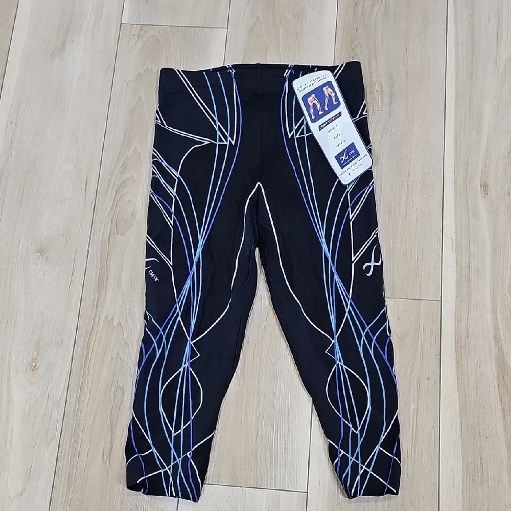 CW-X Black Leggings with Blue Accents